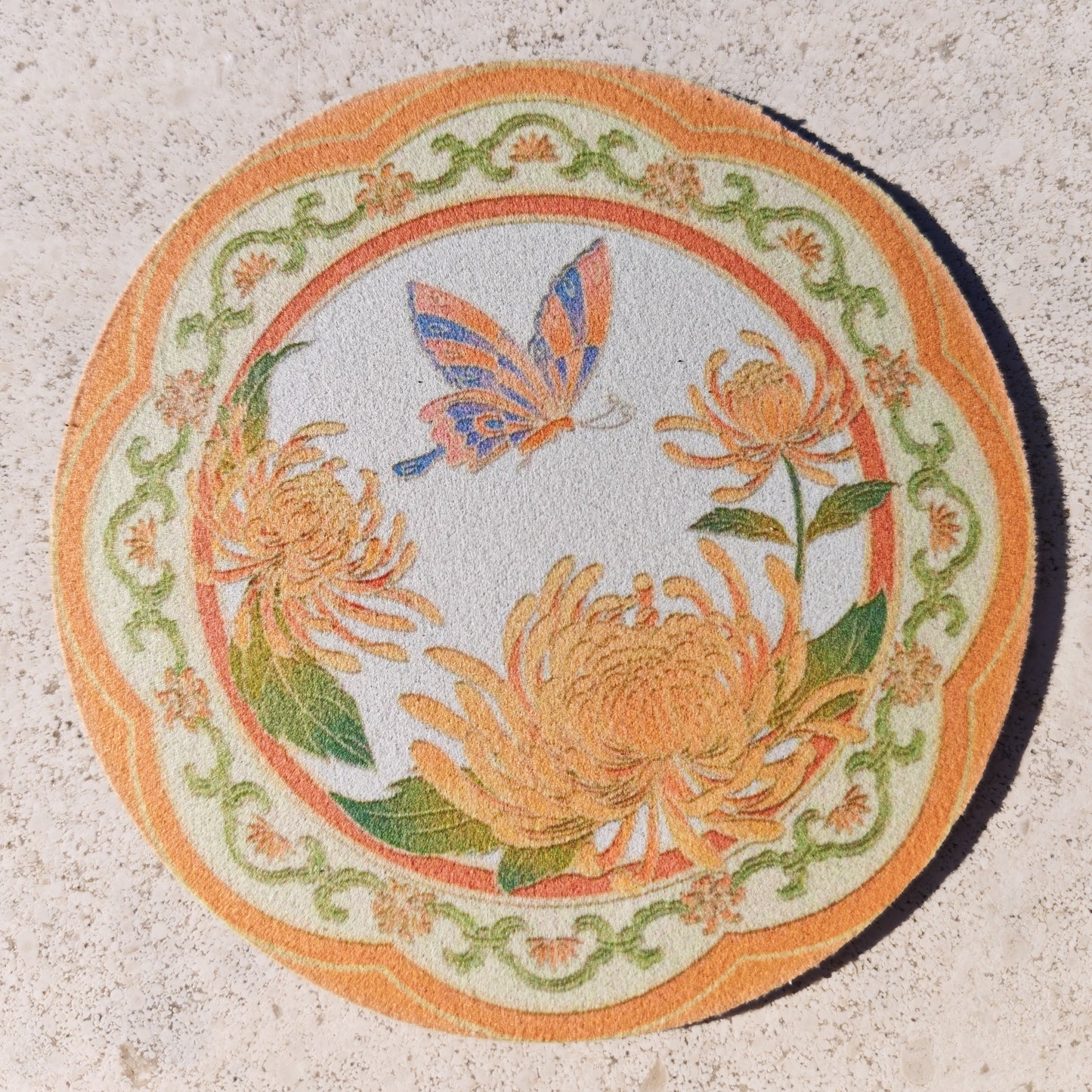 Posavasos antideslizante redondo floral oriental estilo chino regalo original protector de mesa y taza Ciclo de las 12 flores