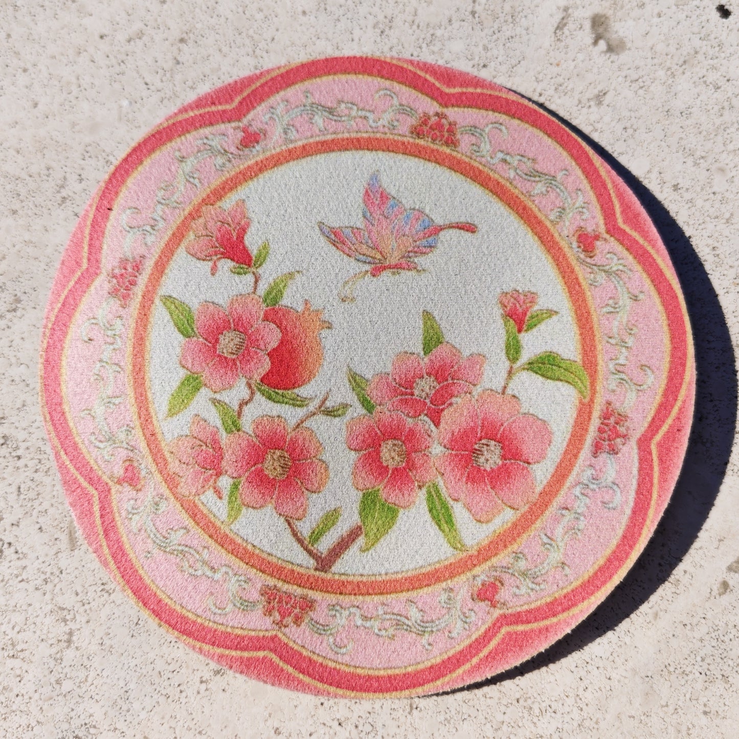 Posavasos antideslizante redondo floral oriental estilo chino regalo original protector de mesa y taza Ciclo de las 12 flores