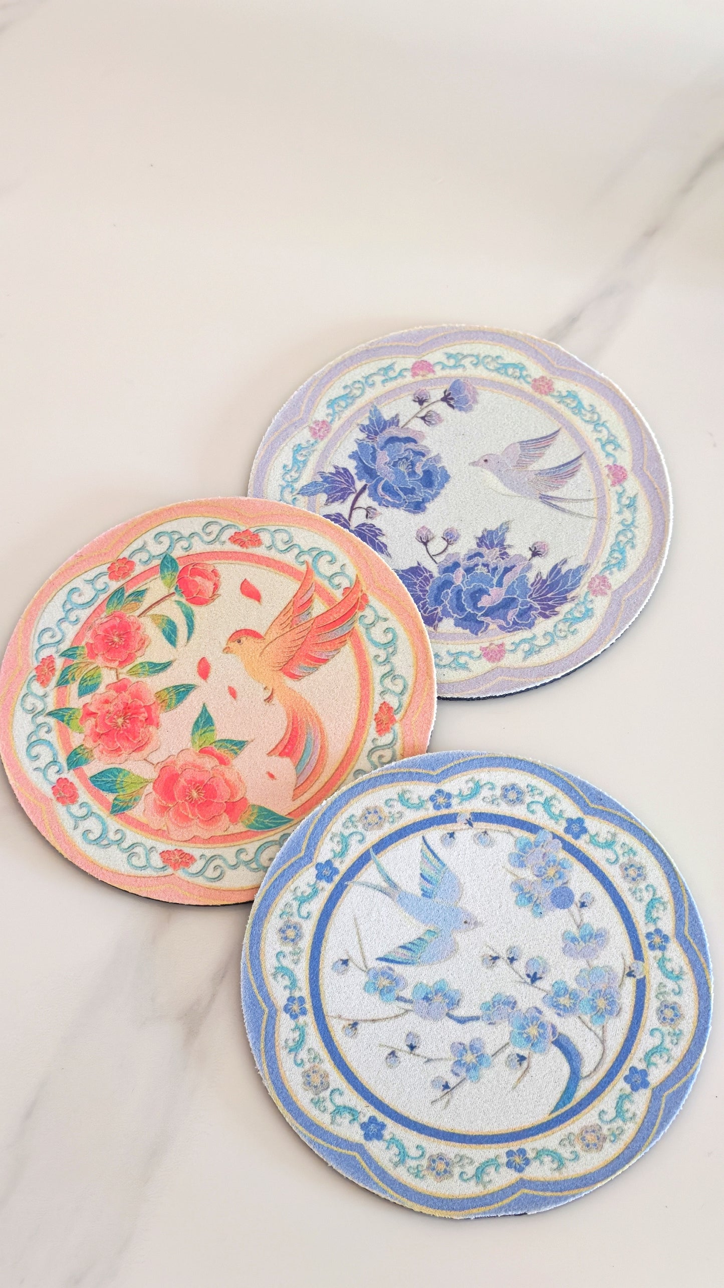 Posavasos antideslizante redondo floral oriental estilo chino regalo original protector de mesa y taza Ciclo de las 12 flores