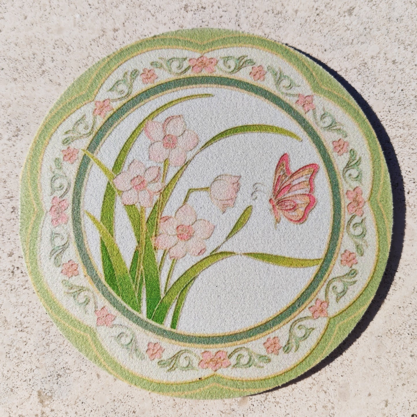 Posavasos antideslizante redondo floral oriental estilo chino regalo original protector de mesa y taza Ciclo de las 12 flores