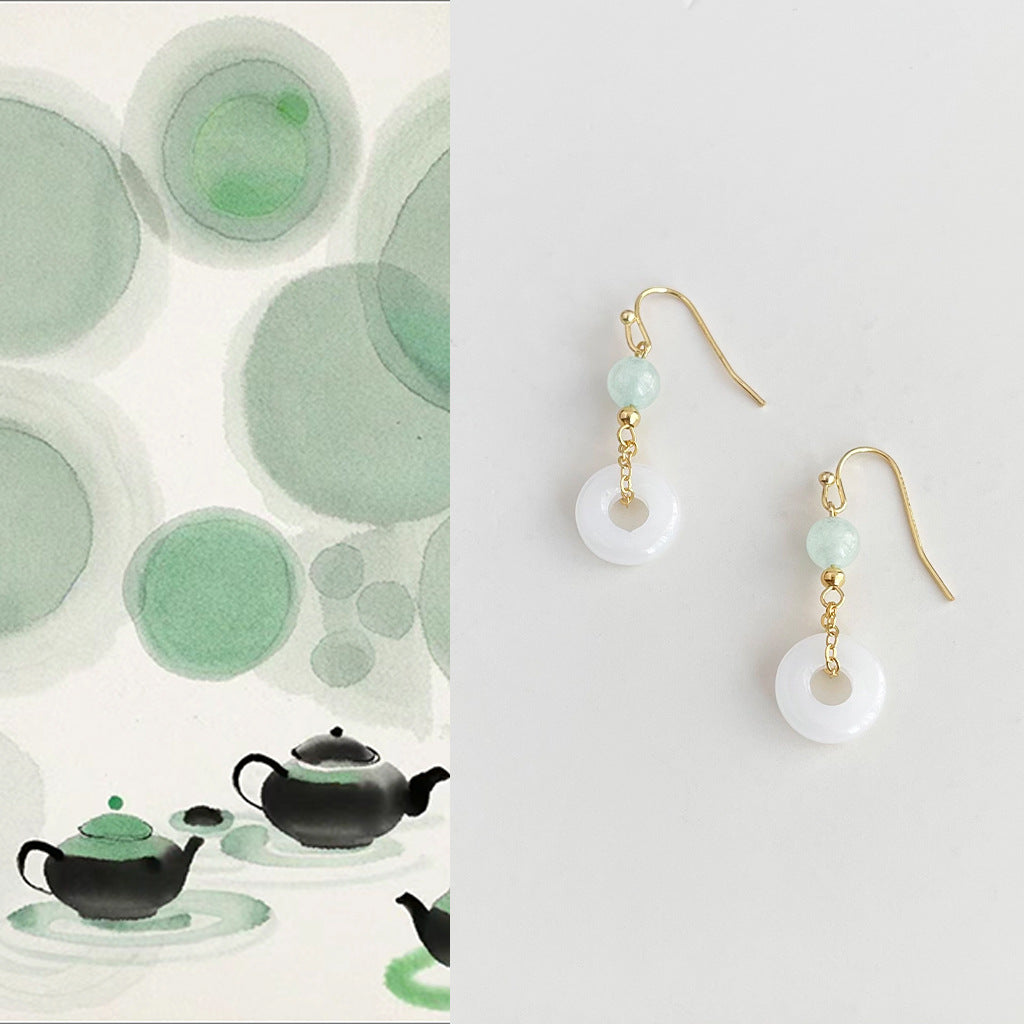 Pendientes blanco jade