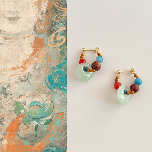 Pendientes DunHuang color jade verde
