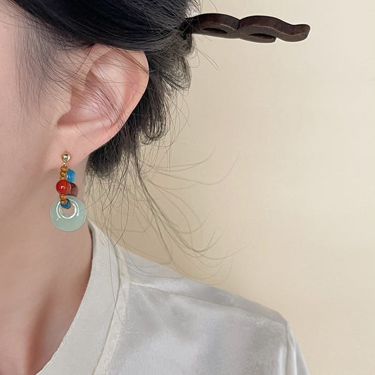 Pendientes DunHuang color jade verde